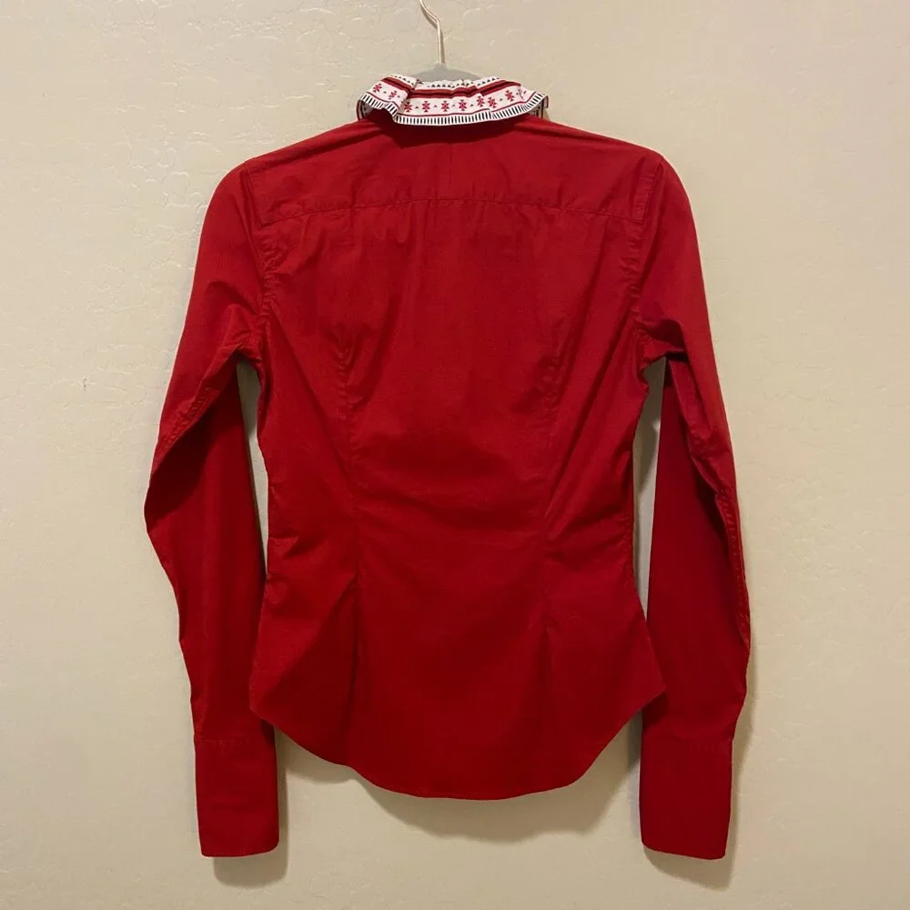 Ralph Lauren Women’s Super Slim Fit Red Shirt 95% Cotton French Cuffs Sz 4 - Picture 3 of 15